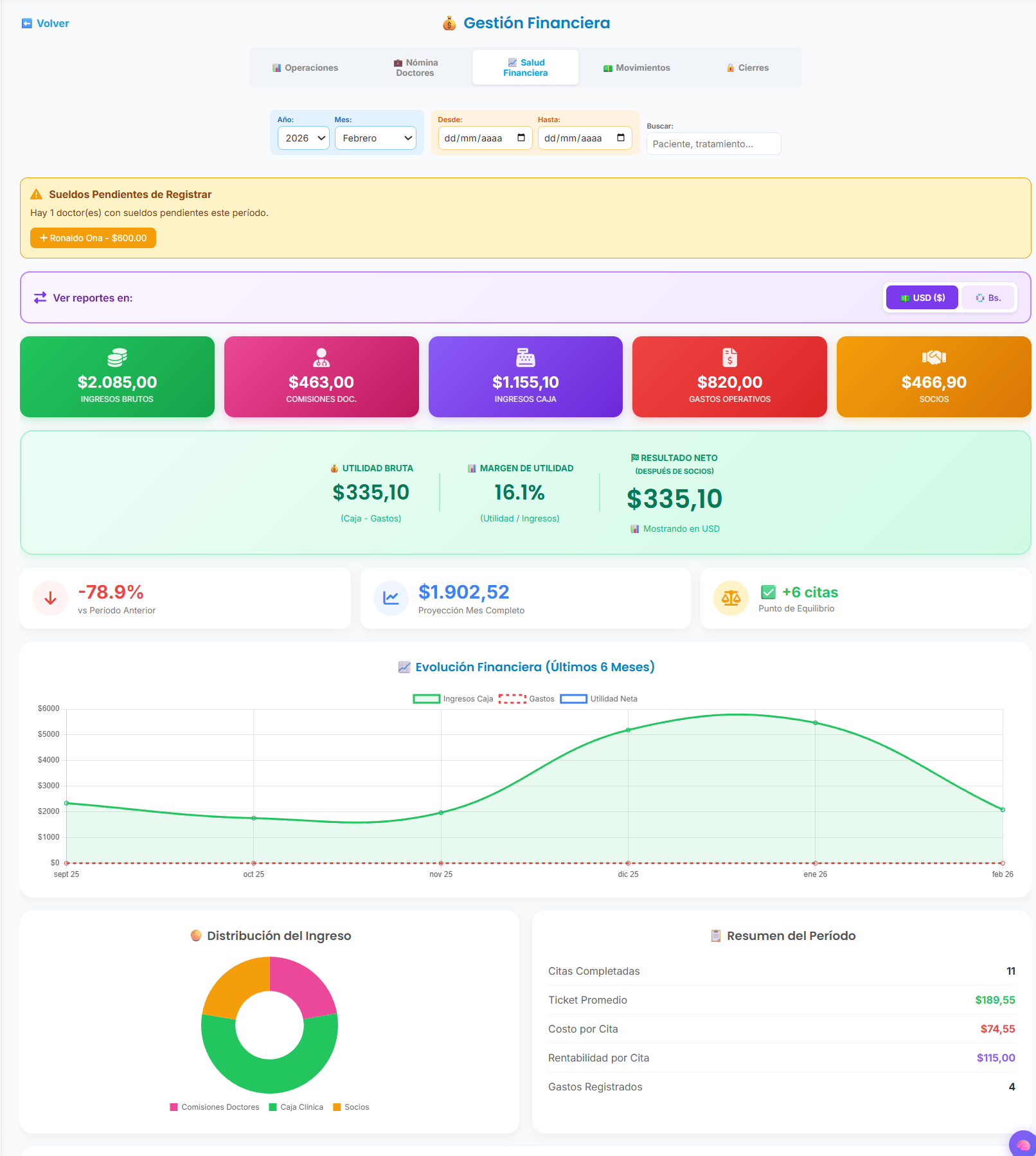 Gestión Financiera ClinicQ